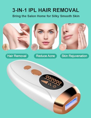 At-Home IPL Laser Hair Removal Device for Full Body, Painless, 999,999 Flashes