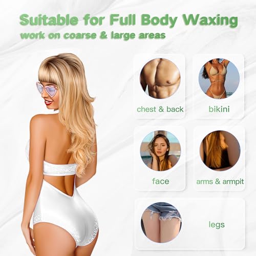 Hard Wax Beads for Hair Removal, 1lb Brazilian Coarse Waxing for Full Arms, Armpit, Bikini, Eyebrow, Face, Legs, Sensitive Skin, At-Home Wax Melts for Women Men