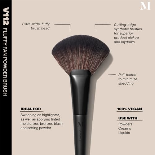 Morphe Fluffy Fan Highlighter Brush - Extra-Wide Makeup Brush with Multifunctional Tip - Cutting-Edge Synthetic Bristles for Product Pickup & Laydown - 100% Vegan - V112 (1 Count)