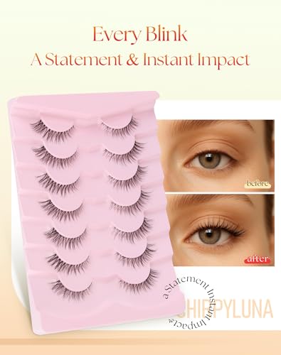 ChirpyLuna Natural Cat Eye Lashes 12MM - 7 Pair Pack