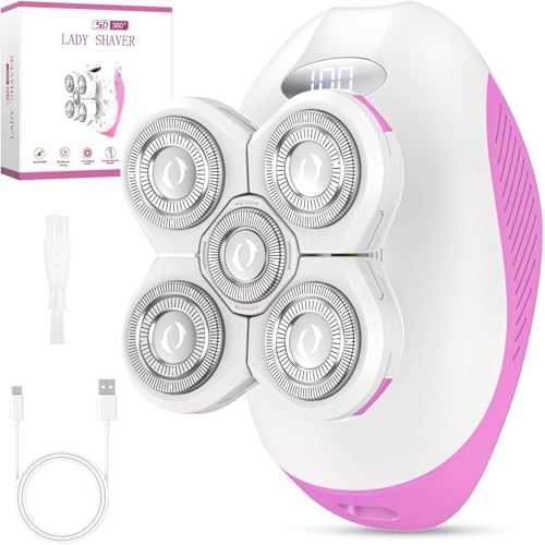 Electric Razors for Women, Anti-Slip Electric Rotary Shaver for Women Legs, Rechargeable Waterproof Body Shaver, Ideal Travel Lady Trimmer Hair Remover for Underarms Armpits &Bikini Area, Pink