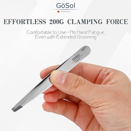 Tweezers - Professional Slanted Eyebrow Tweezers for Women and Men, 420 Stainless Steel Precision Tweezers for Women Facial Hair Removal, Expert Hair Plucker, 0 Gap, Painless Hair Extraction