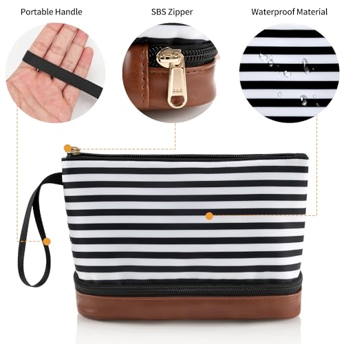 Ethereal Small Makeup Bag Organizer - Double Layer Travel Pouch