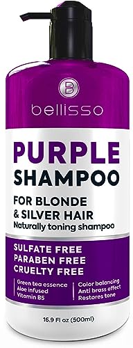 Purple Shampoo - Toner for Blonde Hair - Sulfate and Paraben Free - More Balanced Color Treated, Bleached, Silver, White and Gray Hair - No More Orange, Straw Yellow and Brassy Tones - Women and Men