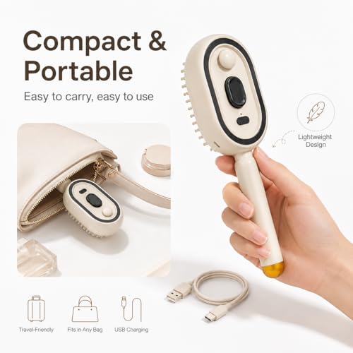 Electric Steam Hair Brush with Scalp Massage & Spray