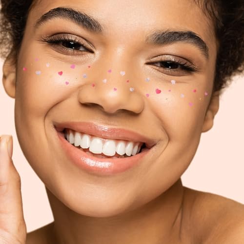 Pink Heart Glitter Freckles Waterproof Face Tattoos