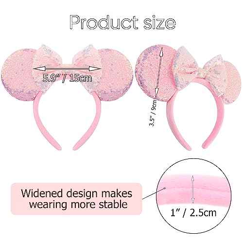 Mouse Ears Headbands with Bow Minnie Ears Cosplay Costume Hair Accessories for Women Girls Birthday Party Decoration