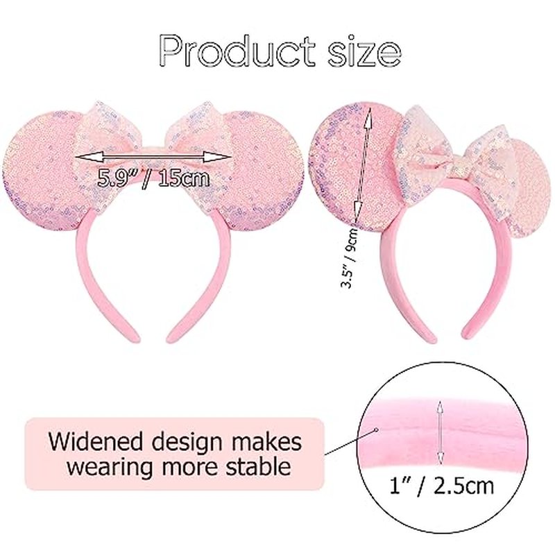 AQOKKA Mouse Ears Headband with Bow - Cosplay Hair Accessory
