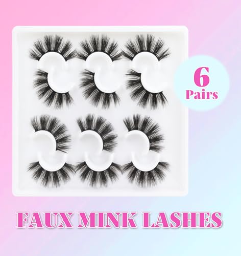 Losha 5D Fluffy False Eyelashes 20mm 6 Pairs Dramatic Faux Mink