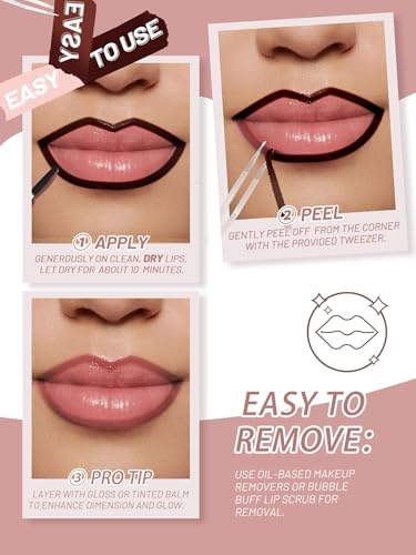 Peel Off Lip Stain & Liner - 24HR Waterproof Matte Tint