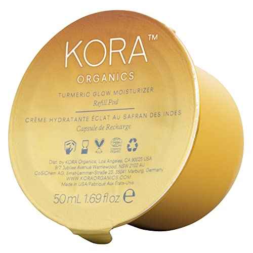 KORA Organics Turmeric Glow Facial Moisturizer Refill Pod, Hydrating Cream with Rosehip Oil for Face, Softens, Firms & Illuminates - Certified Organic & Cruelty-Free, 1.69 Fl Oz