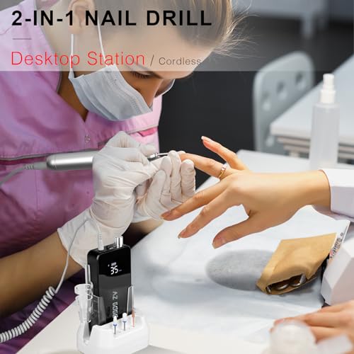 AZ GOGO 35000RPM Rechargeable Nail Drill Machine for Acrylic Gel