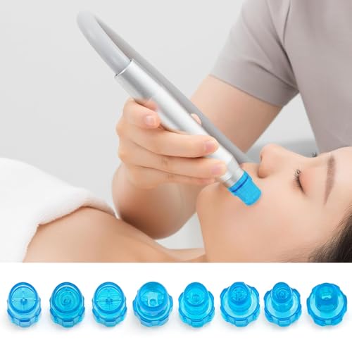 Elitzia Plastic Microderma Heads Facial Aqua Peel Tips Water Peeling Caps Facial Care Skin Cleaning Tool Beauty Machine Replacement Spare Parts 8pcs Per Set £¨Capri Blue£©