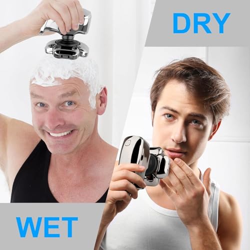 9D Head Shavers for Bald Men, 5-in-1 Electric Razor, Cordless Rechargeable Waterproof Wet/Dry Shaving Grooming Kit for Balder with Nose Trimmer, Massager, LED Smart Display, Gift for Husband Dad