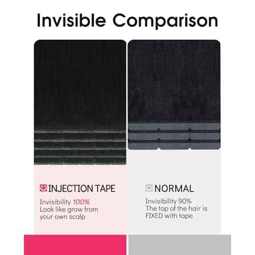 Youngsmile Injection Tape in Hair Extensions Real Human Hair, #1 Jet Black 18 Inch Invisible Edge Tape in Injected Hair Extensions, 20pcs 40g, Straight Remy Virgin Human Hair Tape ins (#1,18'')