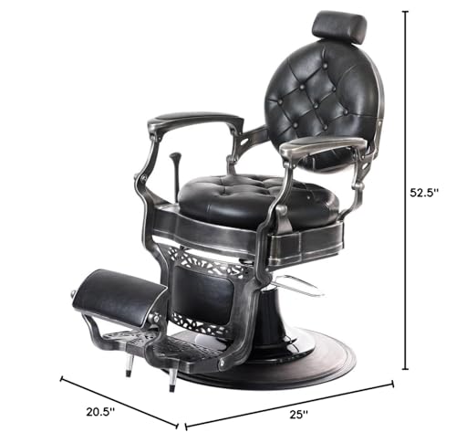 Buy-Rite Alesso Vintage Barber Chair with Hydraulic Lift, 450 lb Capacity
