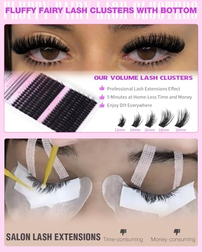 Fluffy Lash Clusters with Bottom Lashes – Volume D Curl 10-20mm