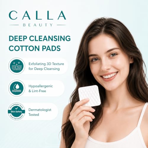 CALLA BEAUTY Exfoliating Cotton Rounds for Face - 500 Count Cleansing Pads