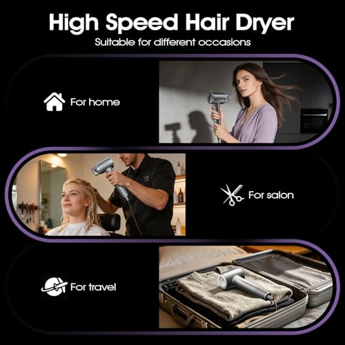 OWMSIC High-Speed Hair Dryer 160000 RPM Brushless Motor, Ionic Diffuser & Concentrator
