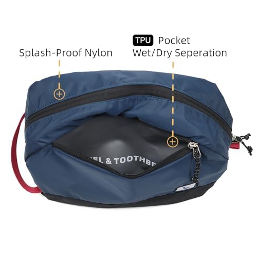 Travel Toiletry Bag 8L, Large Packing Cube with Waterproof TPU Wet/Dry Compartment
