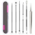 Blackhead Remover Tool Kit - 6 Pcs Acne & Blemish Extraction Set - Silver