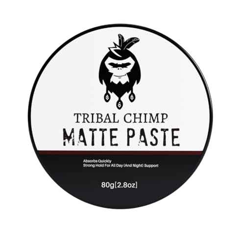 Tribal Chimp Matte Hair Styling Paste for Men ? Medium to Strong Hold, Matte Finish, Easy to Apply & Wash Out ? Styling Paste for All Hair Types, Texture & Volume Boost ? 80g