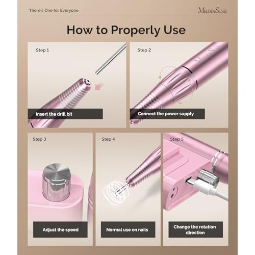 MelodySusie Professional Rechargeable Nail Drill 30000 RPM with Nail Stand for Press Ons