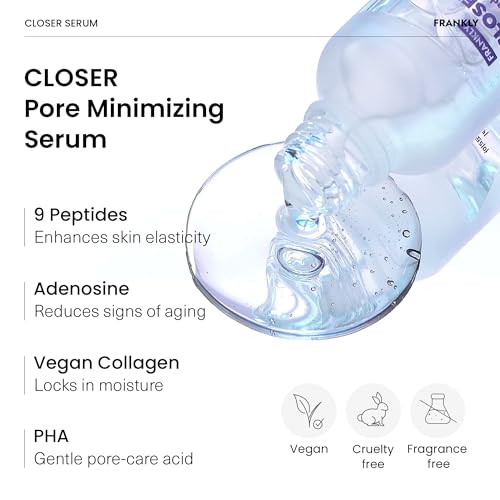 FRANKLY Deep Pore Treatment Duo: Closer Serum & Pore Cleansing Oil | Gifts for Women | BHA/LHA Purifying Cleanser + Peptide Pore Minimizing Serum | Hydrating & Anti-Aging | Korean Skincare Set