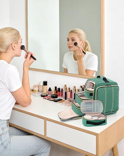 Large Travel Makeup Bag with 4 Removable Pockets
