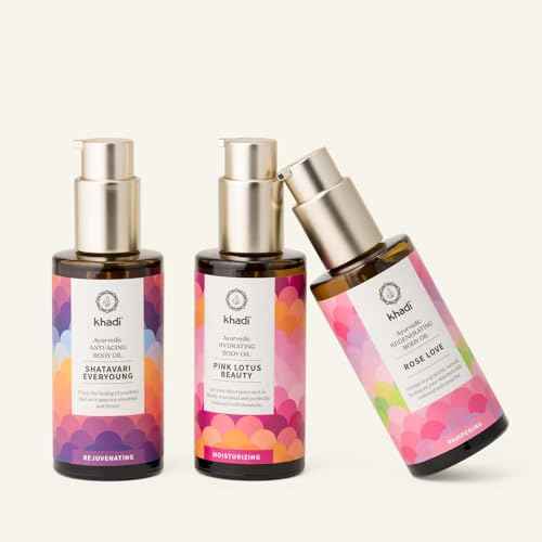 khadi PINK LOTUS BEAUTY Ayurvedic Hydrating Body Oil - Balancing & moisturizing sensual oil - 100% plant-based & natural - 3.38 fl oz