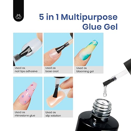 Beetles Gel Nail Tips Kit Square 500Pcs Pre-shaped Extra Short Square Nail Tips with 5 in 1 Mutipurpose Glue Gel Base Uv Led Nail Lamp Clear Full Cover Gell Tips DIY Manicure Art