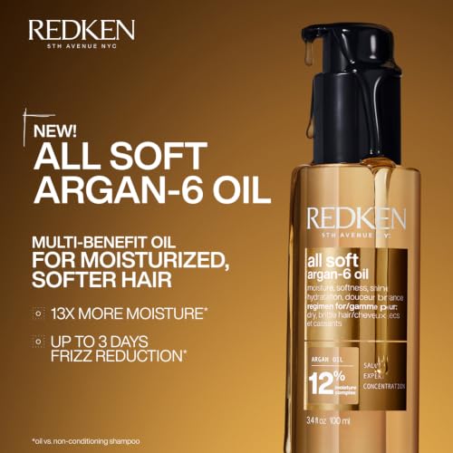 Redken All Soft Argan-6 Oil Treatment | Deep Conditioning & Heat Protection