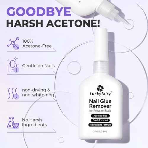 30ml Nail Glue Remover: Multi-functional Press On Nail Remover, Gentle Non-Acetone Nail Polish Remover for Gel Nails Tips, Quick Easy Removal Glueoff, Not for Gel Polish