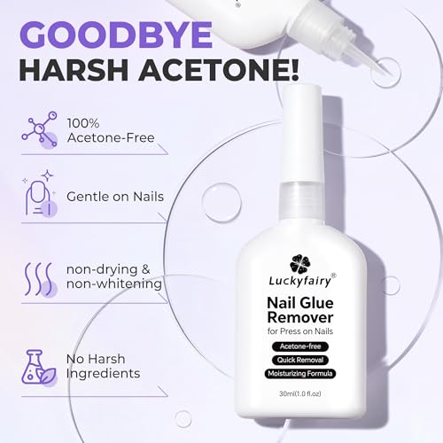 Luckyfairy Non-Acetone Press On Nail Glue Remover 30ml - Gentle Formula