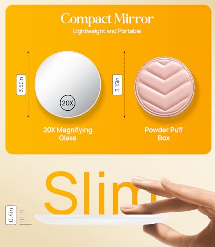 Gospire 20X Magnifying Mirror, 3.5" Round Magnetic Compact Travel