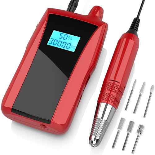 Beloving Portable Nail Drill Machine,30000RPM Rechargeable Electric Nail File Professional with Speed Display,Sanding Bands and Bits,Efile for Acrylic Dip Gel Nails Manicure Pedicure Home Salon Use
