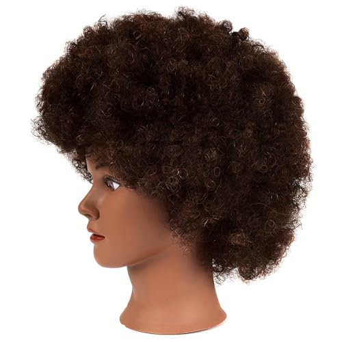 Human Hair Mannequin Head Afro Curly 9" with Stand