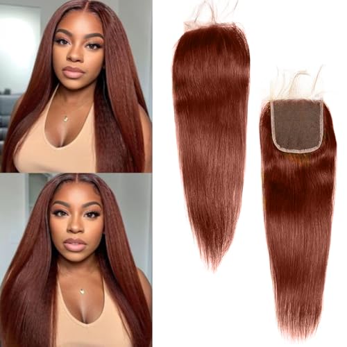 Glisdia 4x4 HD Swiss Lace Closure 12A Brazilian Virgin Human Hair 18 Inch Color 33