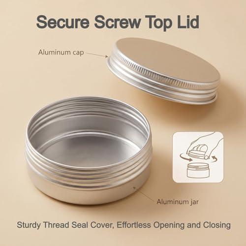 12 Pack 2oz Round Refillable Aluminum Tins with Screw Lids