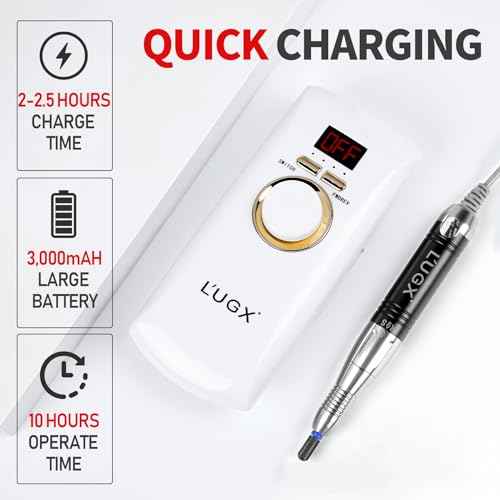 Professional Nail Drill Machine, L'UGX Electric Nail File 30000 RPM Nail Drill for Acrylic Nails with 8 Nail Drill Bits