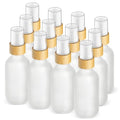 12 Pack 2 oz Glass Spray Bottles,Empty Perfume Fine Mist Atomizer,Natural Bamboo Pump Head Travel Liquid Holder Containers for Cologne,Essential Oils,Body Sprays,Room Sprays-Clear Frosted
