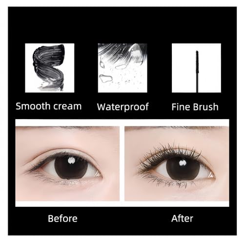 Black Waterproof Mascara with Fine Brush for Lower Lashes