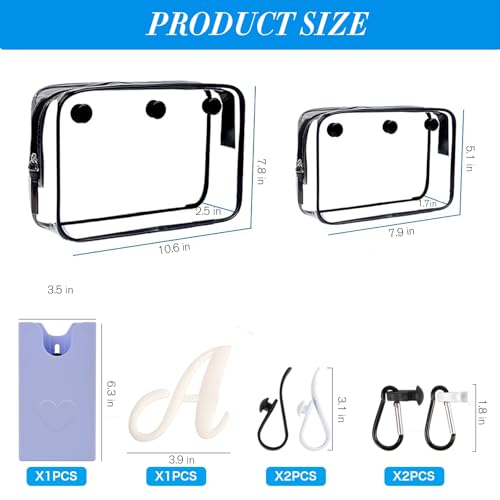 8 PCS Beach Bag Accessories Set for Bogg Bag, Silicone Phone Holder, 2 Clear Bag Insert Pouch, 4 Key Chain Hooks and Carabiners, Letter Charms Attachment, Compatible for Small & Large Beach Tote Bags