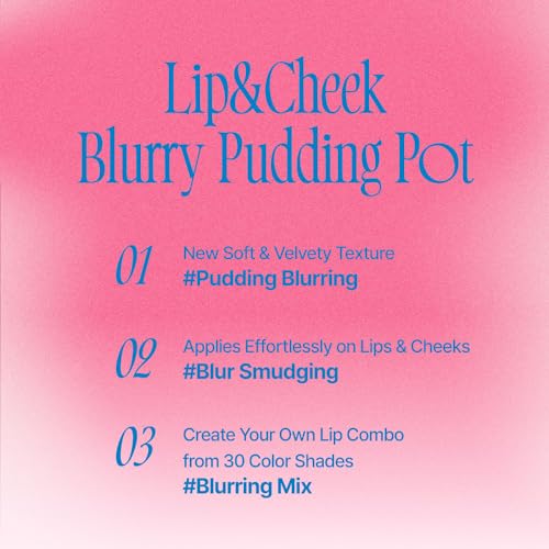 fwee Lip&Cheek Blurry Pudding Pot | Reddish Moment - Mule | Makeup Blush, Buildable Lightweight, Multi-Use Soft Matte Finish | 5g