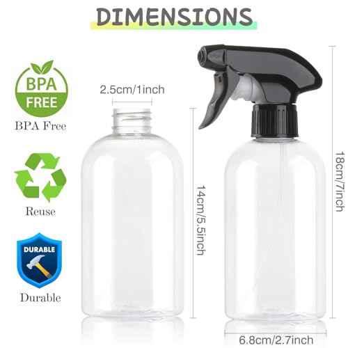Bynccea Spray Bottle Empty Spray Bottles PET -10 oz/300 ml Plastic Water Sprayer bottles Refillable Containers Fine Mist Small Spray Bottles for Cleaning Solutions, Cooking, Hair
