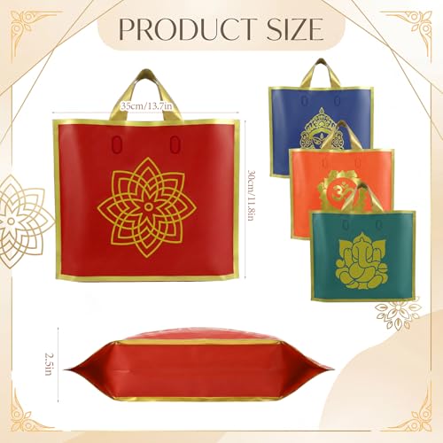 Sabary 48 Pack Pooja Return Gift Bags with Golden Trim