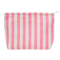 Stripe Pink Flat Makeup Bag for Women, Zipper Cosmetic Pouch for Purse