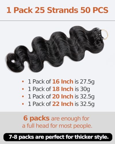 BEEOS 16 Inch Body Wave Human Crochet Hair - Knotless, Easy to Detangle
