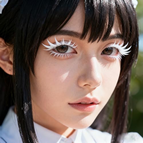 White Halloween Cosplay Eyelashes Upper Lower Lash Set