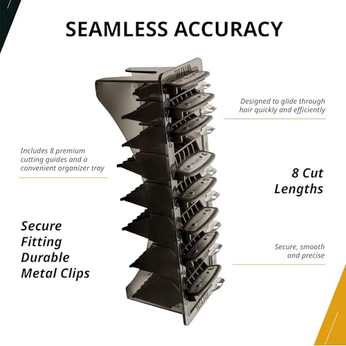 Wahl Professional Premium Cutting Guides, #1-#8, with Organizer, Secure Fit, Durable Metal Clips
